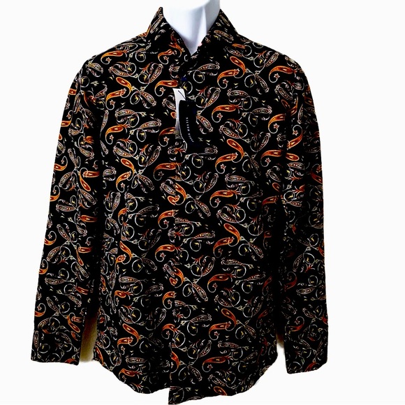 Silver Stone Paisley Collection Long Sleeve Men’s Modern Fit Dress Shirt New - Picture 1 of 8